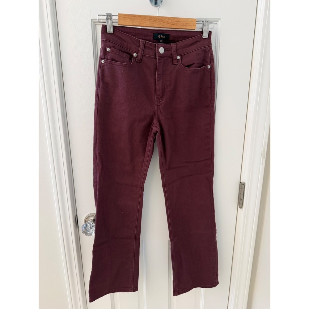Quince Bella Stretch Straight Jeans Wine Tasting Burgundy Size 25 Cotton‎